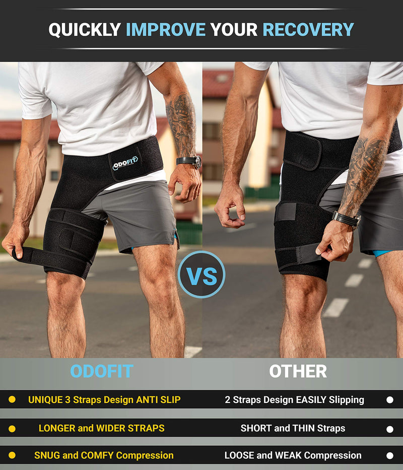 [Australia] - Hip Brace-Groin Wrap for Sciatica Pain Relief Thigh Hamstring Compression Sleeve - Unique Quadriceps Support Hip Flexor Arthritis for Pulled Muscles-Sciatica Nerve Brace Injury for Men (LEFT LEG) LEFT LEG 