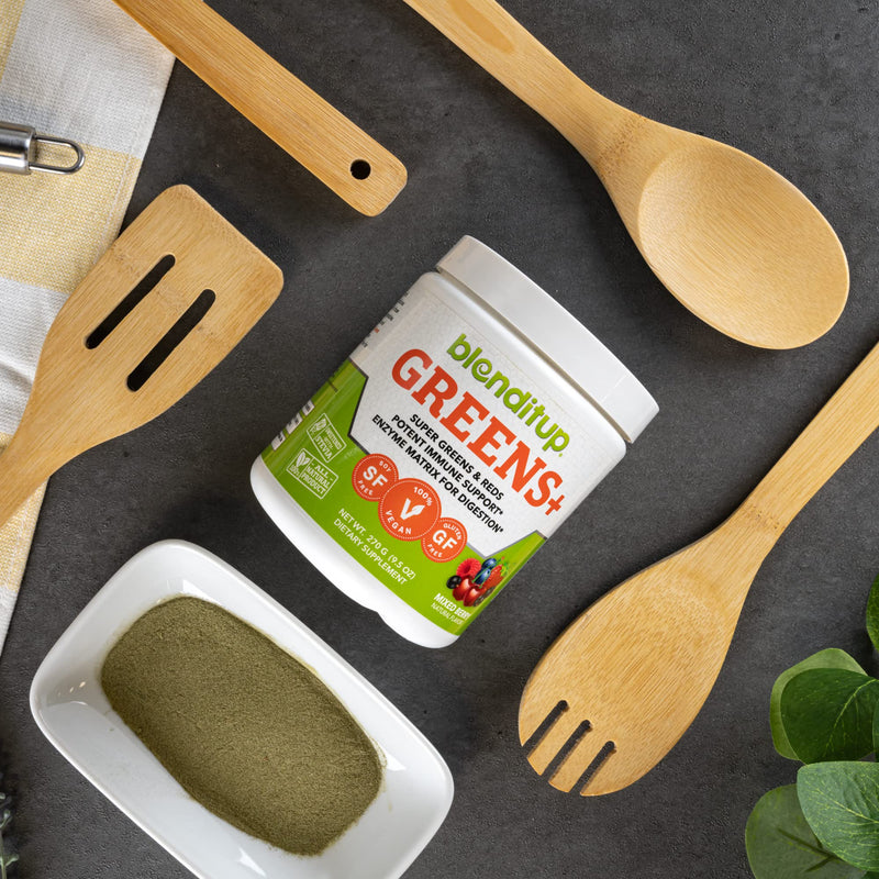 [Australia] - BlenditUp Greens + Mix-in Smoothies, Drinks, & Recipes | Super Greens & Reds | Potent Immune Support | Enzyme Matrix for Digestion | 270 G (9.5 OZ) 
