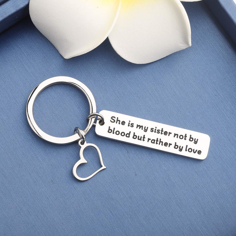 [Australia] - MYOSPARK Best Friends Keychain Step Sister Keychain Sister in Law Keychain She is My Sister Not by Blood But Rather by Love Sister BFF Jewelry Gift Sister by love keychain 