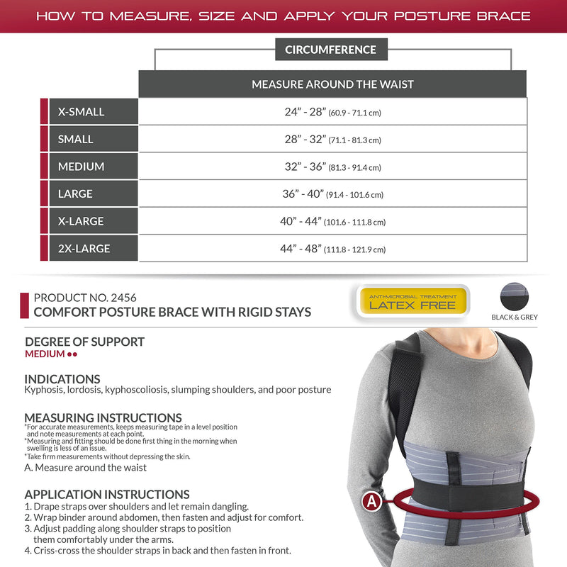 [Australia] - OTC Medical Posture Brace with Rigid Stays, Spinal Curve, Back Lumbar and Neck Support, Large 