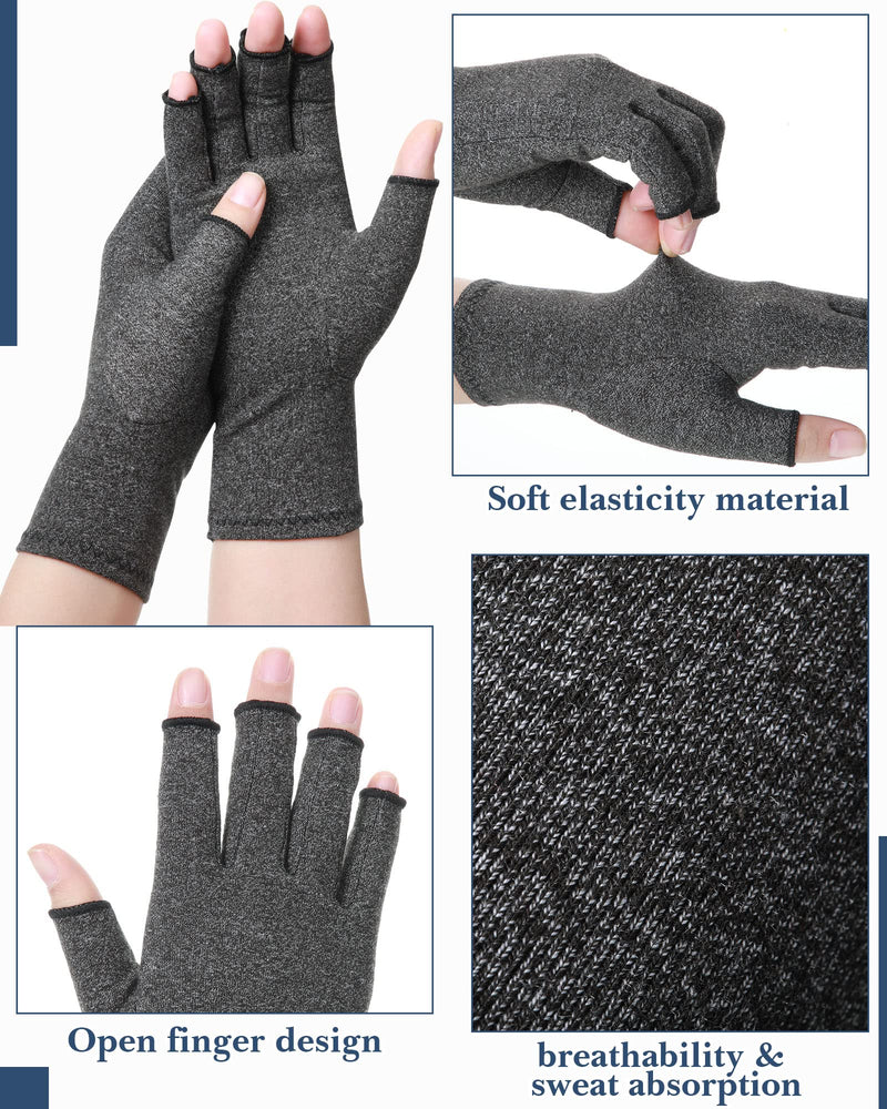 [Australia] - SATINIOR 5 Pairs Arthritis Compression Gloves Fingerless Compression Gloves Arthritis Gloves Joint Relief Gloves for Dailywork (Medium), Black, Gray, Beige, Pink, Purple Medium 