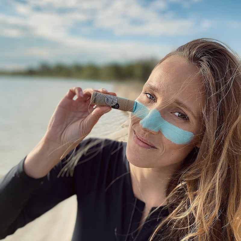 [Australia] - Aloha Sun Stick SPF 50+ | Face Mineral Sunscreen for Surfing | Eco-friendly Paper Tube 20g (Teal) Teal 