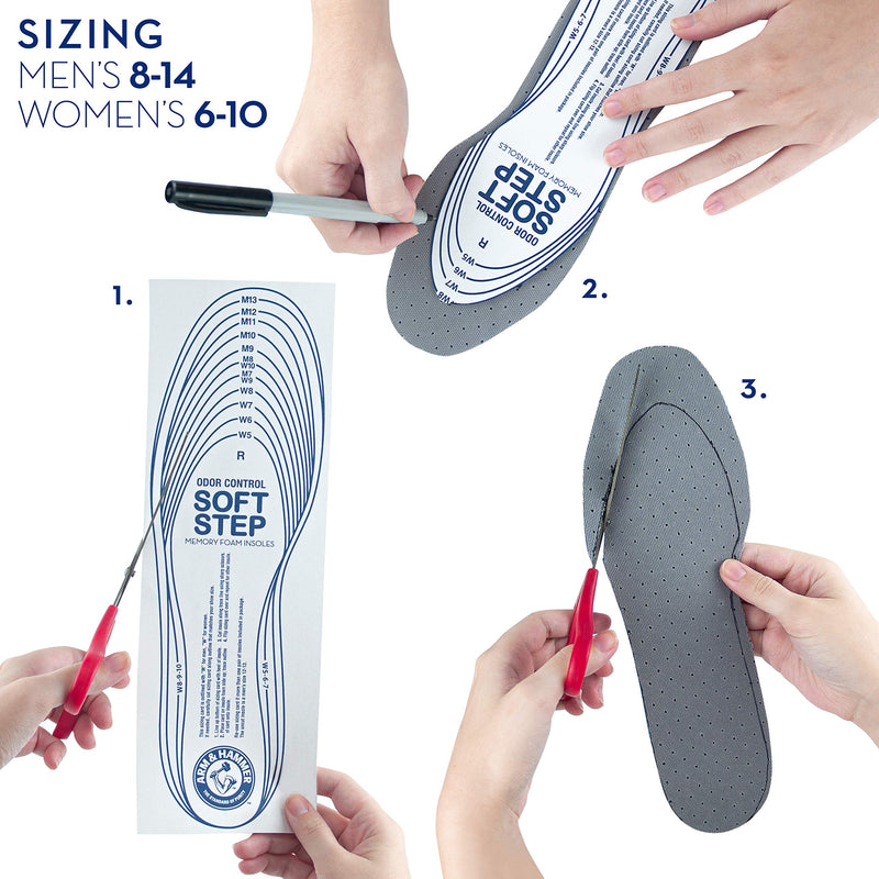 [Australia] - Arm & Hammer Odor Control Soft Step Insoles, Memory Foam Insoles for Men, Memory Foam Insoles for Women, Best Insoles for Standing All Day, Foot Inserts, Shoe Inserts Men and Women -6 Pairs 6 pair 