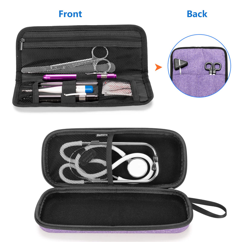 [Australia] - Damero Hard Stethoscope Case, Stethoscope Carrying Case with Extra Folding Pouch Compatible with 3M Littmann/ADC/Omron Stethoscope and Accessories, Purple 