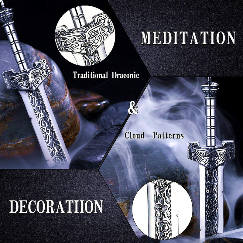 [Australia] - ZiWuark Men's Broken Sword Necklace Stainless Steel Knight Sword Necklaces Dragon Cloud Pattern Pendant Jewelry for Men and Women with 24 Inches Chain 