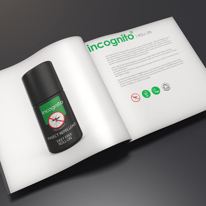 [Australia] - INCOGNITO Insect Repellent Roll on 50 ml - Maximum Strength, Vegan, DEET free formula - Mosquito Repellent and Effective On All Biting Insects - Travel Friendly - Bug Repellent Suitable for Humans, Transparent 