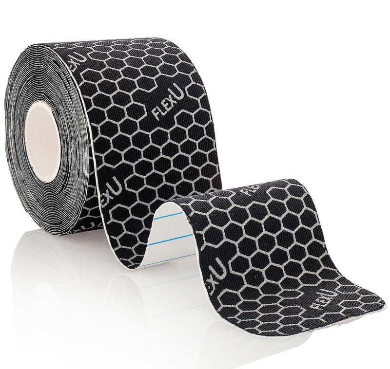 [Australia] - FlexU Kinesiology Tape; Pre-Cut Bulk Pack; Super Saver 3 ROLL Pack, Black - 60 2"X10" PRE-Cut Strips 