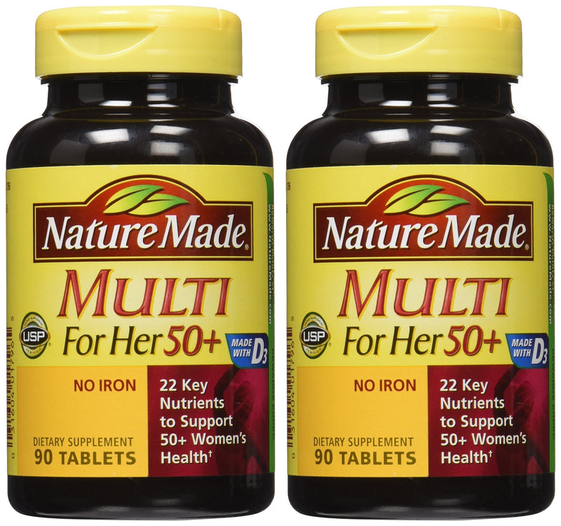 [Australia] - Nature Made Multi For Her 50+ Vitamin & Mineral Tabs, 90 ct (Pack of 2) (Packaging May Vary) 