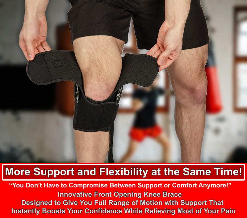 [Australia] - Hinged Knee Brace Support with Strap & Side Patella Stabilizers for Protection & Pain Relief for Arthritis, Meniscus Tear, ACL, MCL - Sports Compression Wrap for Running & Recovery - Men & Women XL 