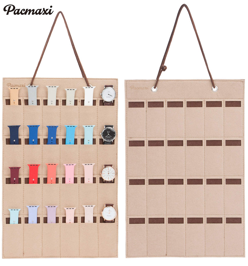 [Australia] - Watch Band Hanging Storage Organizer, Watch Display Storage Roll Holds 24 Watches Expandable for Most Sizes of Watch Bands,Organizer for Watch Band Straps Accessories (beige) 24 Slot-beige 