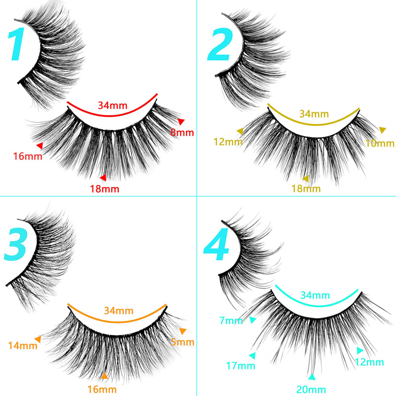 [Australia] - PURELEOR 20 Pairs False Eyelashes 4 Styles Mixed 3D Faux Mink Lashes Fake Eyelash（Mixed-01） Mixed-01 