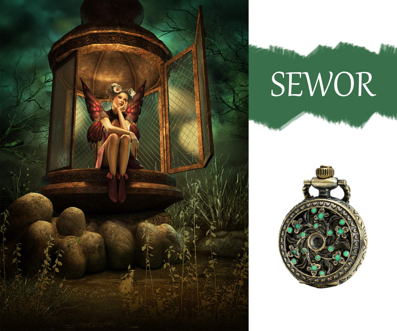 [Australia] - SEWOR Delicate Pandent Quartz Pocket Watch Green Flower Bronze Case 