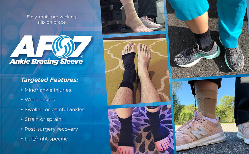 [Australia] - Compression Ankle Brace, by OrthoSleeve AF7 for inversion sprains, weak ankles, instability and Achilles tendonitis (Small, Tan, Right Foot) Small Tan Right Foot 