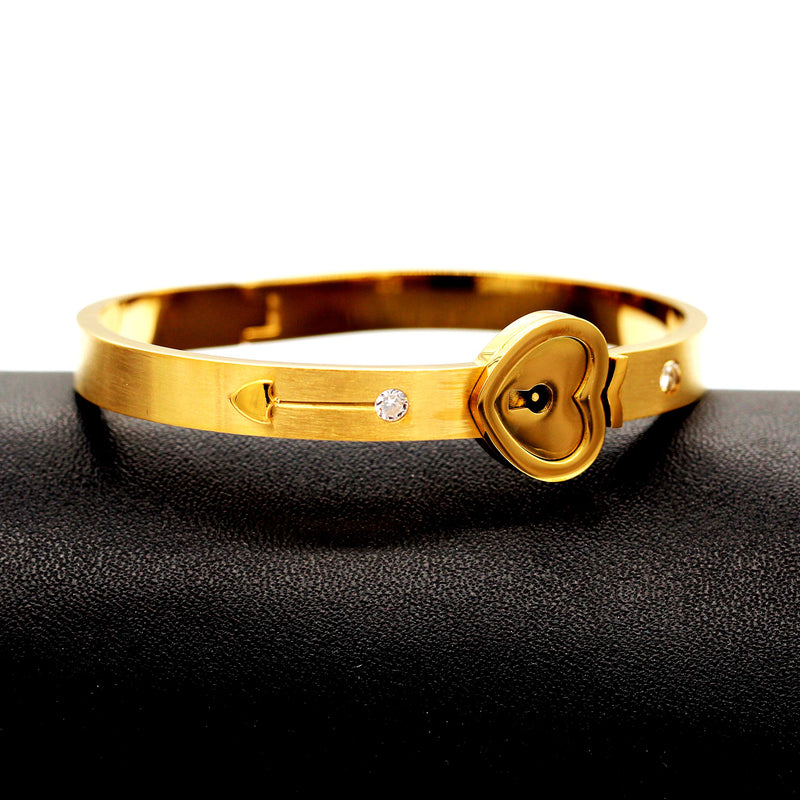 [Australia] - Uloveido Rose Gold Plated Titanium Matching Puzzle Couple Heart Lock Bracelet and Key Pendant Necklace for Men and Women 