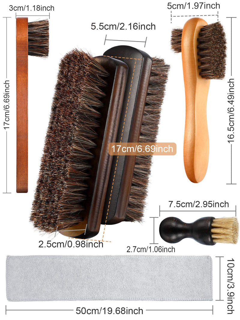 [Australia] - Youngjoy 6 Pieces Horsehair Shine Shoes Brush kit Polish Dauber Applicators Style B 