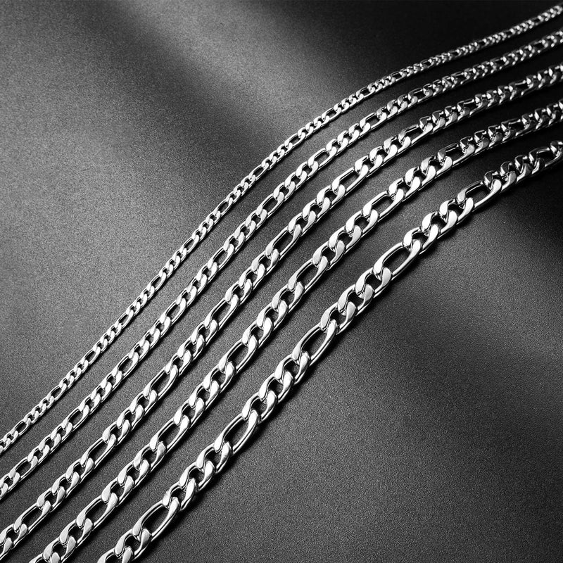 [Australia] - 16 Inches To 30 Inches Figaro Chain Necklace 4MM To 8.5MM Stainless Steel Figaro Link Chain for Men Women 16.0 Inches 4mm wide 1pcs 