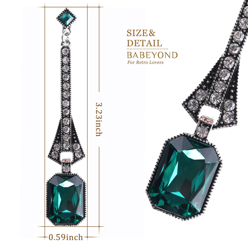 [Australia] - BABEYOND 1920s Flapper Art Deco Gatsby Earrings 20s Flapper Gatsby Accessories Vintage Wedding Dangle Pearl Earrings Emerald-green-1 