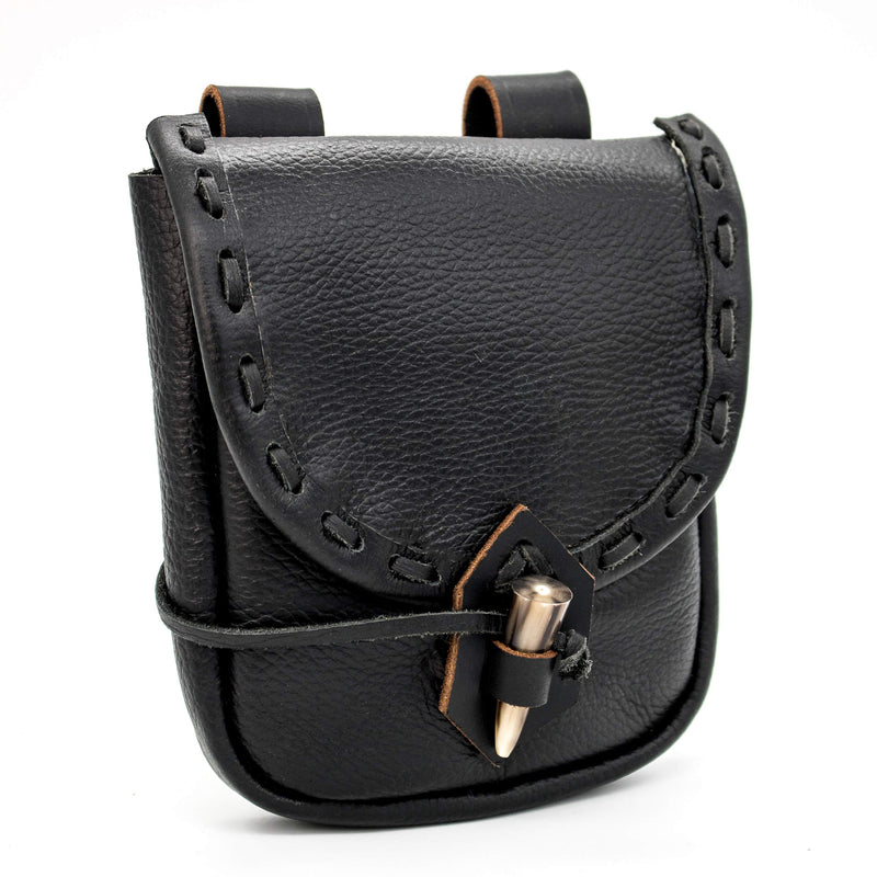 [Australia] - Mythrojan Belt Pouch Renaissance Costume Accessories LARP Waist Bag Cosplay Coin Purse Black Leather 
