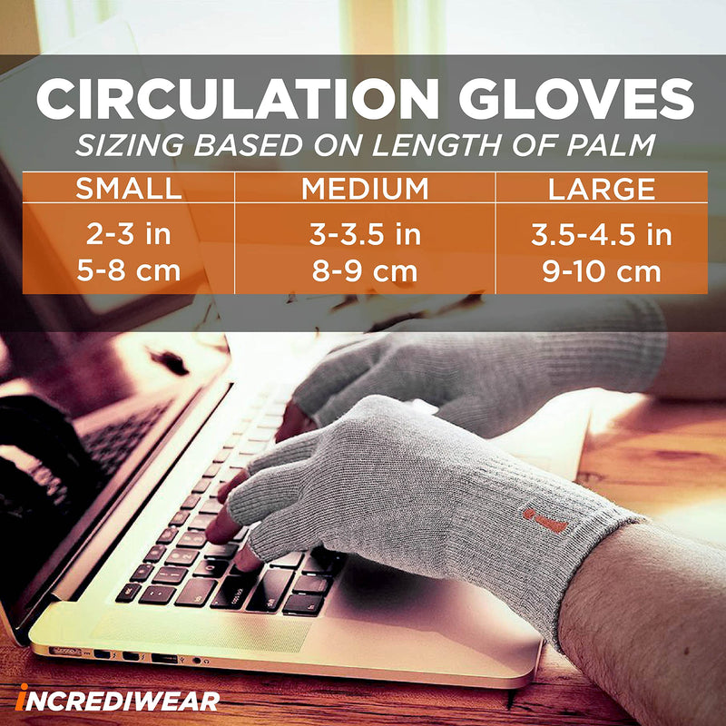 [Australia] - Incrediwear Fingerless Circulation Gloves Arthritis Gloves, Grey Large (1 Pair) 