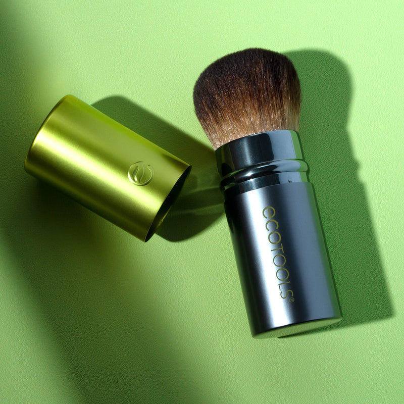 [Australia] - EcoTools Travel Kabuki Makeup Brush for Foundation, Blush, Bronzer, and Powder, Retractable, Green, Aluminum, Travel Friendly and Perfect for On The Go, 1 Count 1 Travel Kabuki Brush 