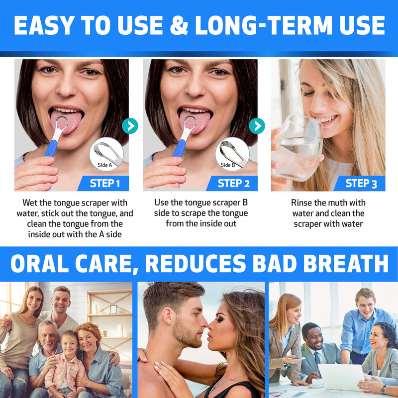 [Australia] - Tongue Scraper Cleaner for Adults & Kids Pack, Medical Grade Stainless Steel Tongue Brush Set, Oral Self Care for Bad Breath, Tongue Scraping with Travel Case (1pcs) 1 Pack 