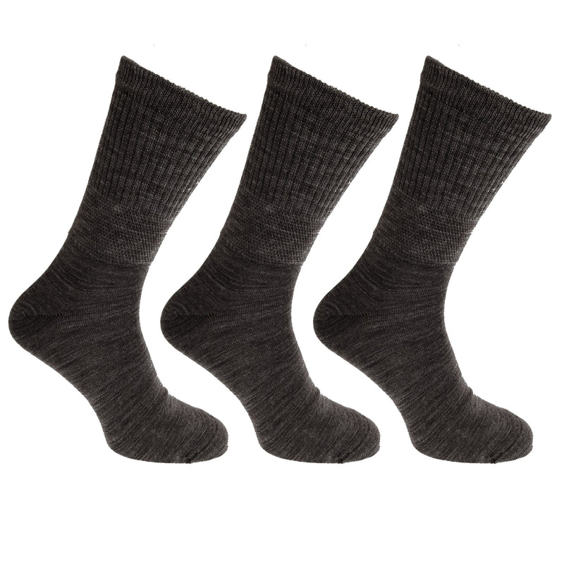 [Australia] - Mens Lambs Wool Blend Diabetic Extra Wide Socks (3 Pairs) 7 - 12 US Brown 