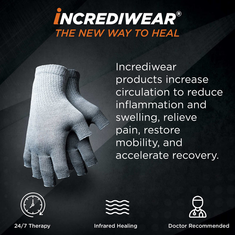 [Australia] - Incrediwear Fingerless Circulation Gloves Arthritis Gloves, Grey Large (1 Pair) 