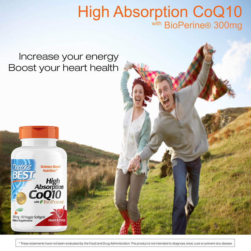 [Australia] - Doctor's Best High Absorption CoQ10 with BioPerine, Vegetarian, Gluten Free, Naturally Fermented, Heart Health & Energy Production, 300 mg 90 Veggie Softgels 