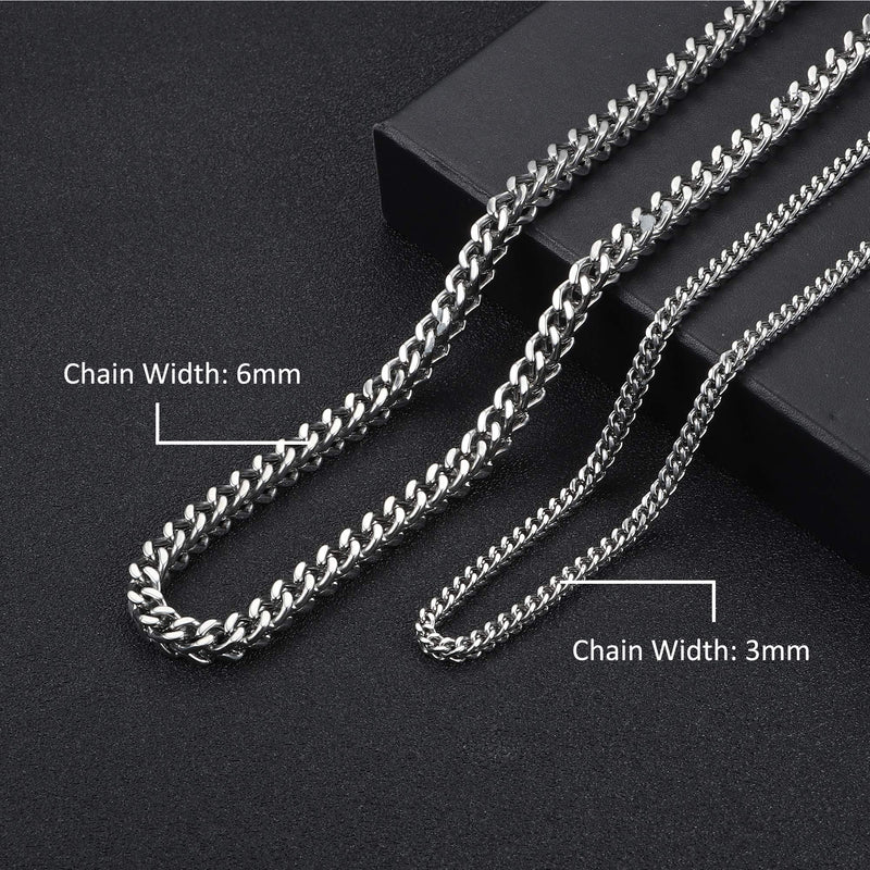 [Australia] - FIBO STEEL 3-6mm Curb Chain Necklace for Men Stainless Steel Biker Punk Style, 16-36 inches 24.0 Inches stainless steel, 6mm width 