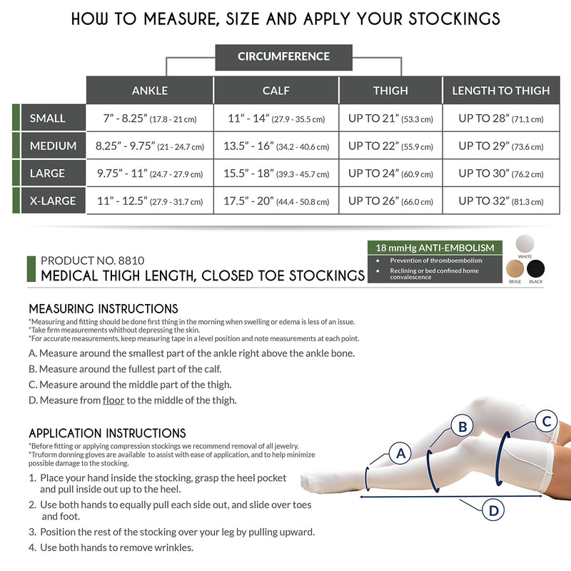 [Australia] - Truform Surgical Stockings, 18 mmHg Compression for Men and Women, Thigh High Length, Closed Toe, Black, X-Large X-Large (1 Pair) 