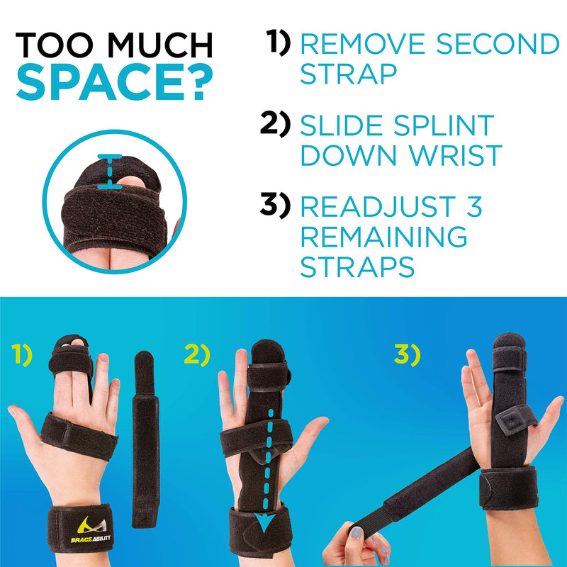 [Australia] - BraceAbility Two Finger Immobilizer - Hand and Buddy Splint Cast for Broken Joints, Mallet or Trigger Finger Extension, Sprains and Contractures to Straighten Middle, Index and Pinky Knuckles (M) Medium (Pack of 1) 