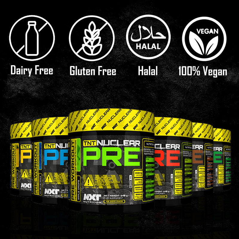 [Australia] - NXT Nutrition TNT Nuclear Pre Workout – Pre Work out Energy Drink with L-Citrulline, Beta Alanine, Arginine , 350mg Caffeine for Insane Energy, Pump, Endurance & Focus - 40 servings Mixed Candy, Vegan 
