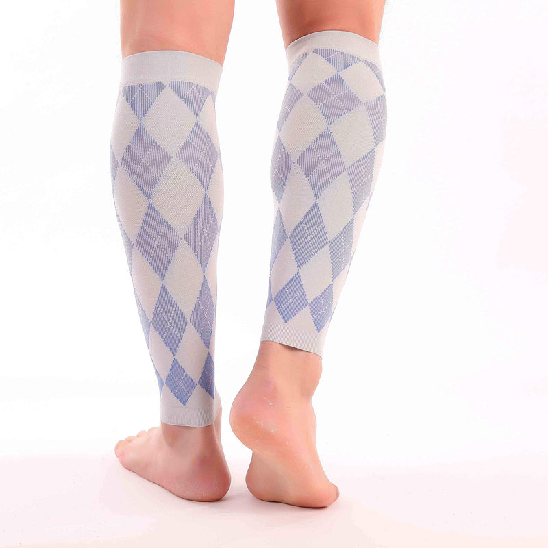 [Australia] - Doc Miller Calf Compression Sleeve for Men & Women - Fast Leg Pain Relief from Shin Splints, Varicose Veins - All Day Calf Support for Running, Travel & Everyday Use Gray.Blue X-Large 
