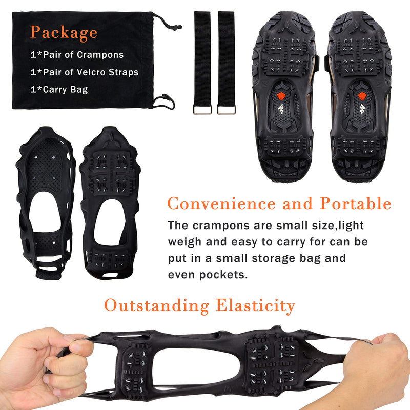 [Australia] - Shaddock Fishing Ice Cleats for Shoes and Boots, Ice Snow Traction Cleats Crampons for Men Women Kids Winter Walking on Ice and Snow Anti Slip Overshoe Stretch Footwear 24 Steel Crampons Small(3.5-5men/5.5-7women) 