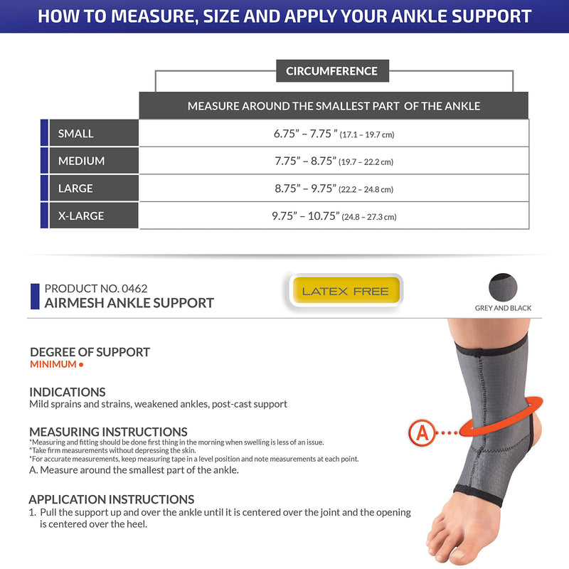 [Australia] - Champion Ankle Brace, Open Heel, Lightweight Support, Airmesh Fabric, Grey, Medium 