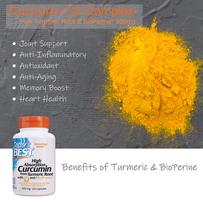 [Australia] - Doctor's Best DRB-00107 High Absorption Curcumin From Turmeric Root with C3 Complex & BioPerine 500mg (120 Capsules) 