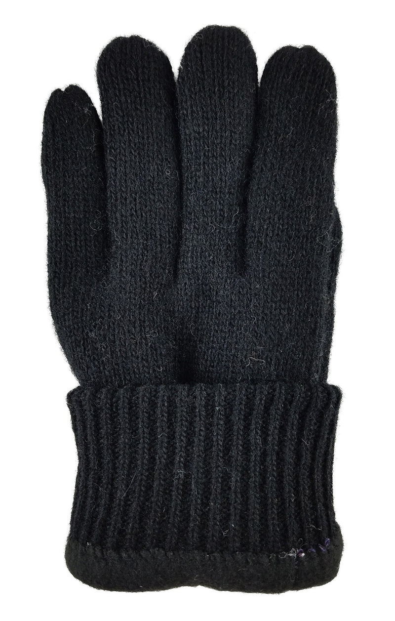 [Australia] - Bruceriver Men's Pure Wool Knitted Gloves with Thinsulate Lining Black Small-Medium 