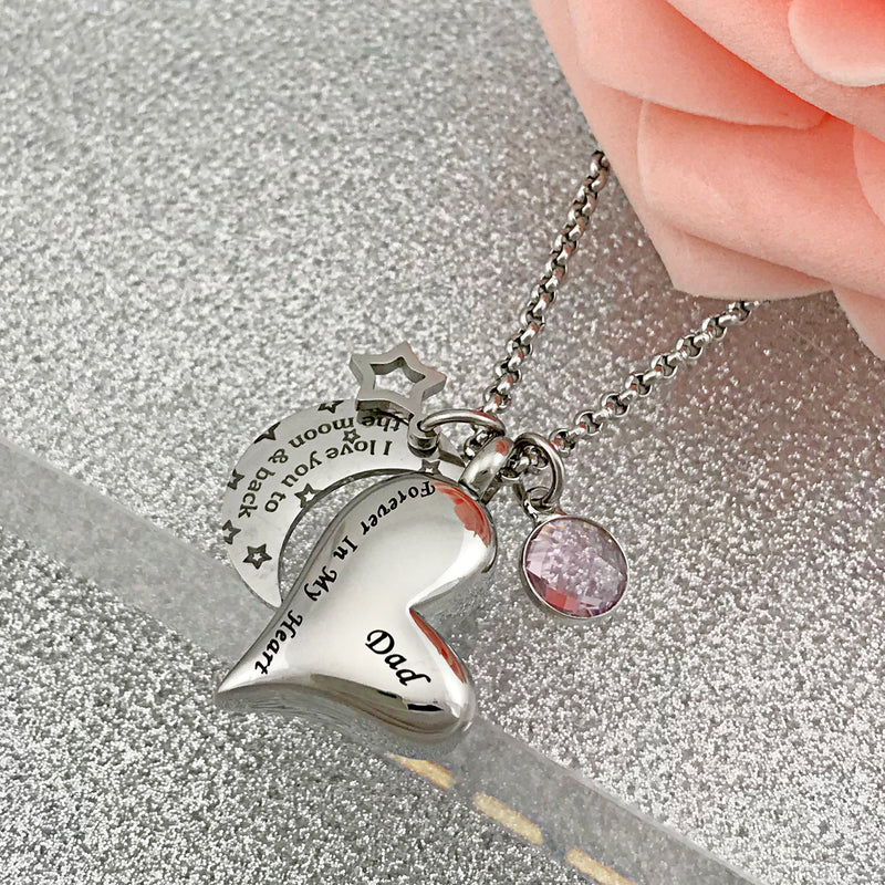 [Australia] - YOUFENG Urn Necklaces for Ashes I Love You to The Moon and Back for Dad Cremation Urn Locket Birthstone Jewelry June urn necklace 