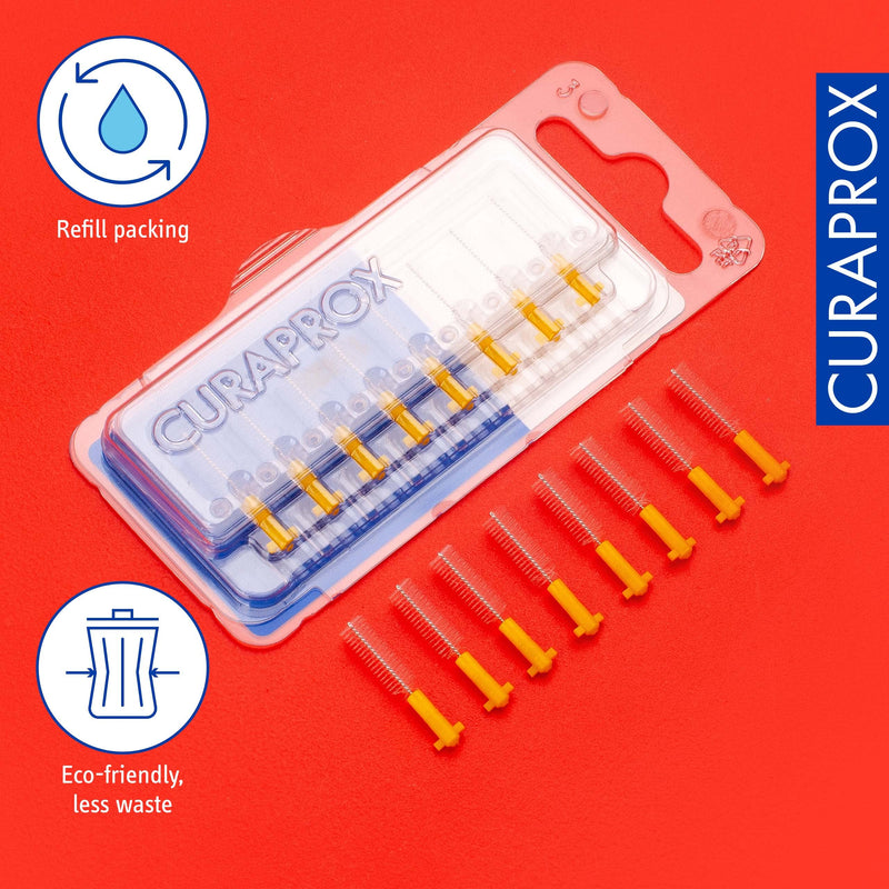 [Australia] - Curaprox CPS 09 Prime Refill Interdental Brushes, Yellow, 8 Count - 8 x 0.9mm - 4mm Internal Toothbrushes. Size 09 (8 Count) 