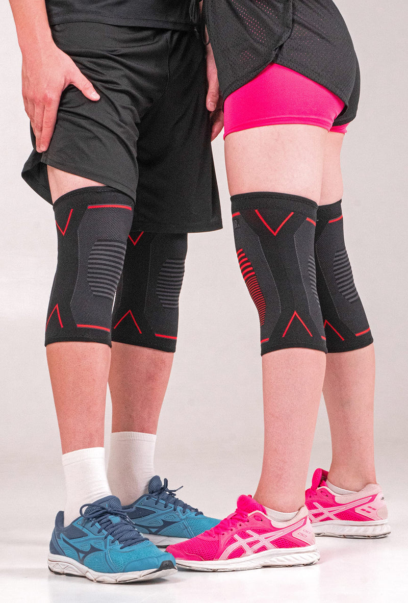 [Australia] - Knee Support Brace (Pair) - Compression Knee Sleeve for Joint Pain, Ligament Injury, Meniscus Tear, Arthritis, ACL, MCL, Running, Weightlifting, Squats (L) L 