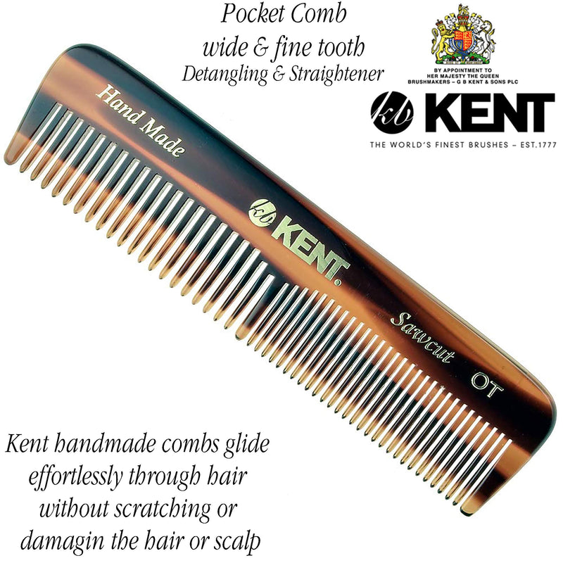 [Australia] - Kent Handmade Coarse and Fine Toothed Pocket Comb for Men, 11 cm, 1 Count (Pack of 1) 