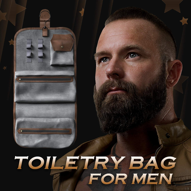[Australia] - Bossman Leather Toiletry Bag for Men - Hand Crafted - Metal Hanger - 3 Storage Pockets - Water Resistant Toiletry Organizer 