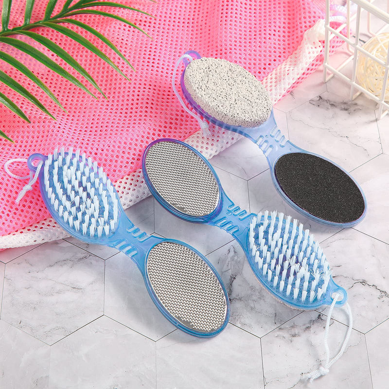 [Australia] - 3 Pieces 4 in 1 Foot Callus Remover, Multi-functional Pedicure Scrubber Exfoliator Tool with Pumice Stone, Hand Toe Nail Cleaning Brush, Foot Rasp for Home Foot Care (Blue) Blue 