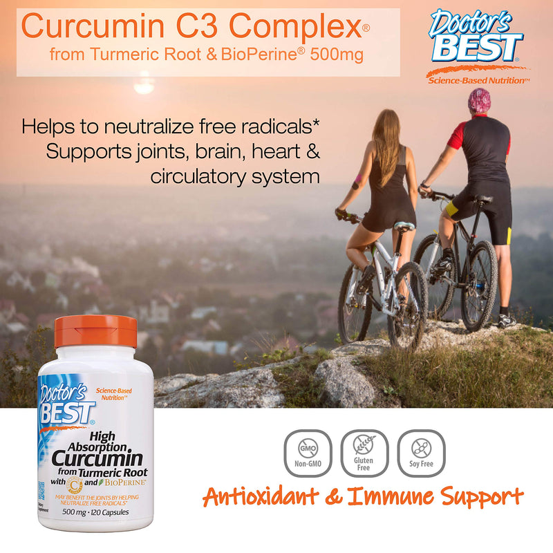 [Australia] - Doctor's Best DRB-00107 High Absorption Curcumin From Turmeric Root with C3 Complex & BioPerine 500mg (120 Capsules) 
