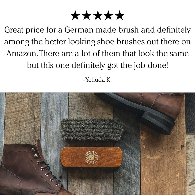 [Australia] - Shoe Brush - 100% Horsehair Shoe Brush - Concaved Handle for Premium Grip Brown 