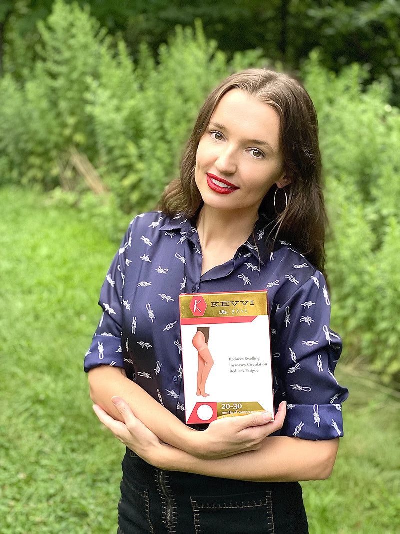 [Australia] - KEVVI -Thigh High Compression Socks 20-30 mmHg Medical Support Hose Medical Compression Socks Thigh High Ted Hose Ted Hosiery Beige Medium 