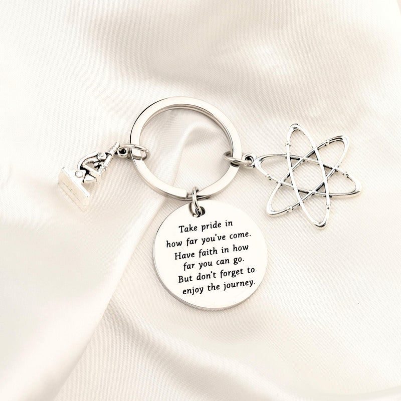 [Australia] - FUSTMW Science Keychain Chemistry Science Gifts Atom Microscope Keychain Scientist Physicist Chemist Graduation Gift Biology Jewelry Science Lovers Gift 