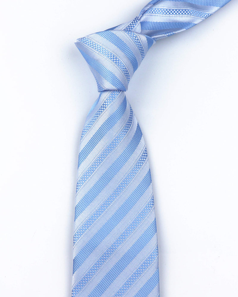 [Australia] - Secdtie Men's Classic Stripe Jacquard Woven Silk Tie Formal Party Suit Necktie Blue One Size 