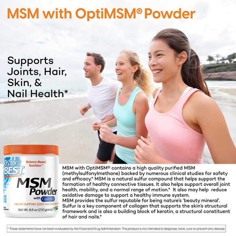 [Australia] - Doctor's Best MSM Powder with OptiMSM, Non-GMO, Vegan, Gluten Free, Soy Free, 250 Grams 