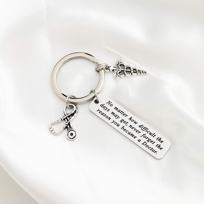 [Australia] - Doctor Gift Doctor Keychain Caduceus Charm Medical Doctor Jewelry Gifts for Graduation Birthday Christmas silver 